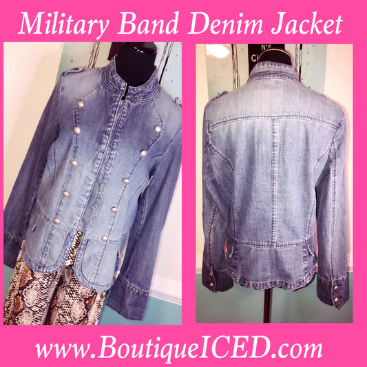 Military Band Style Denim Jacket