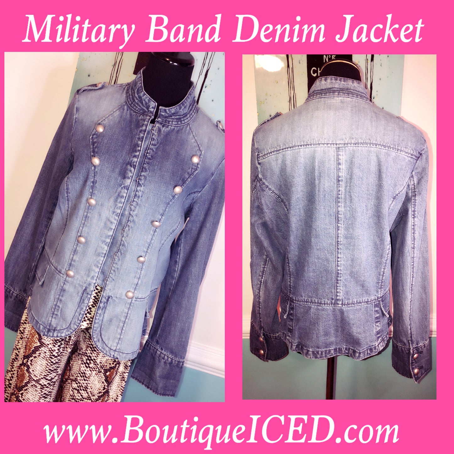 Military Band Style Denim Jacket