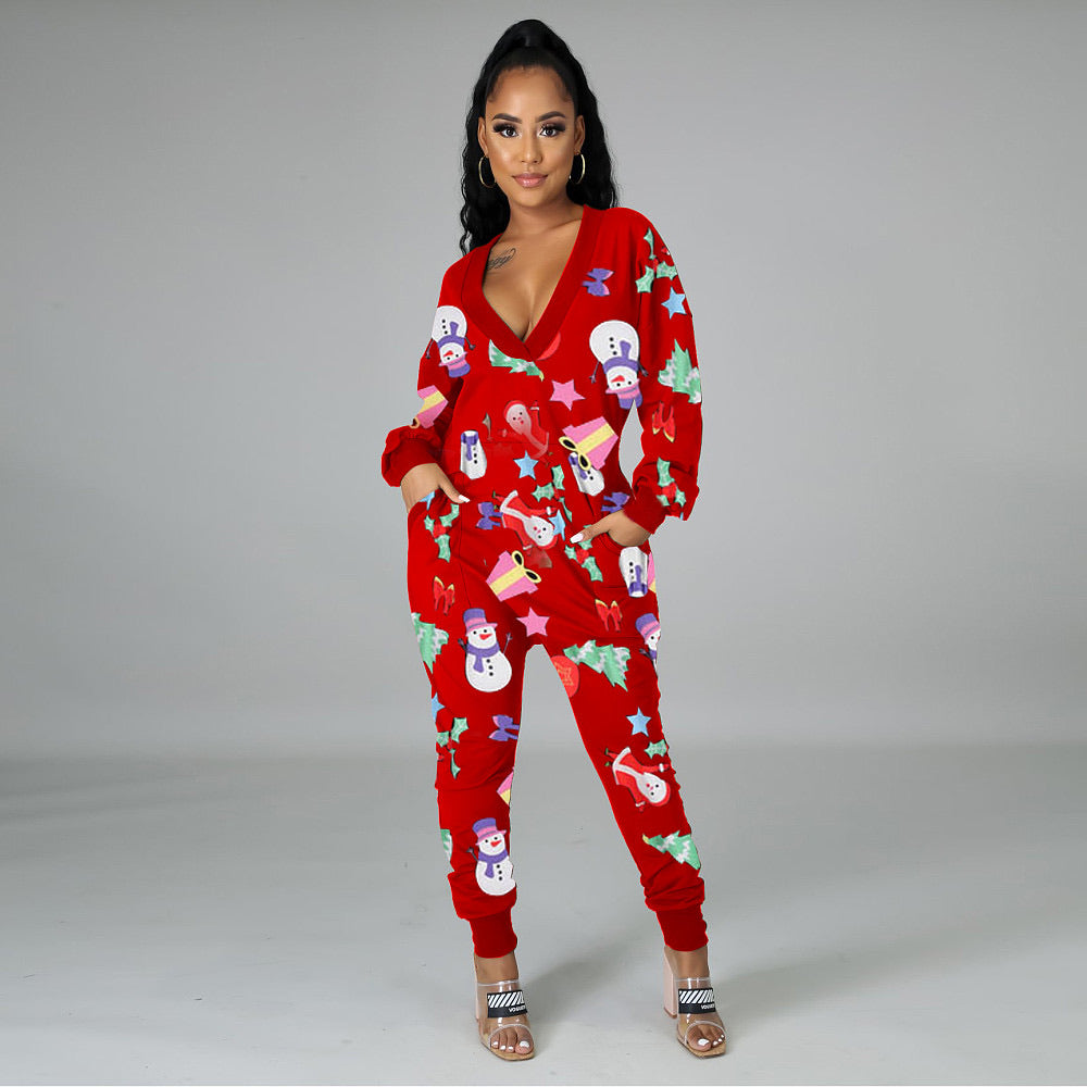Plus, V- Neck Holiday Onesie