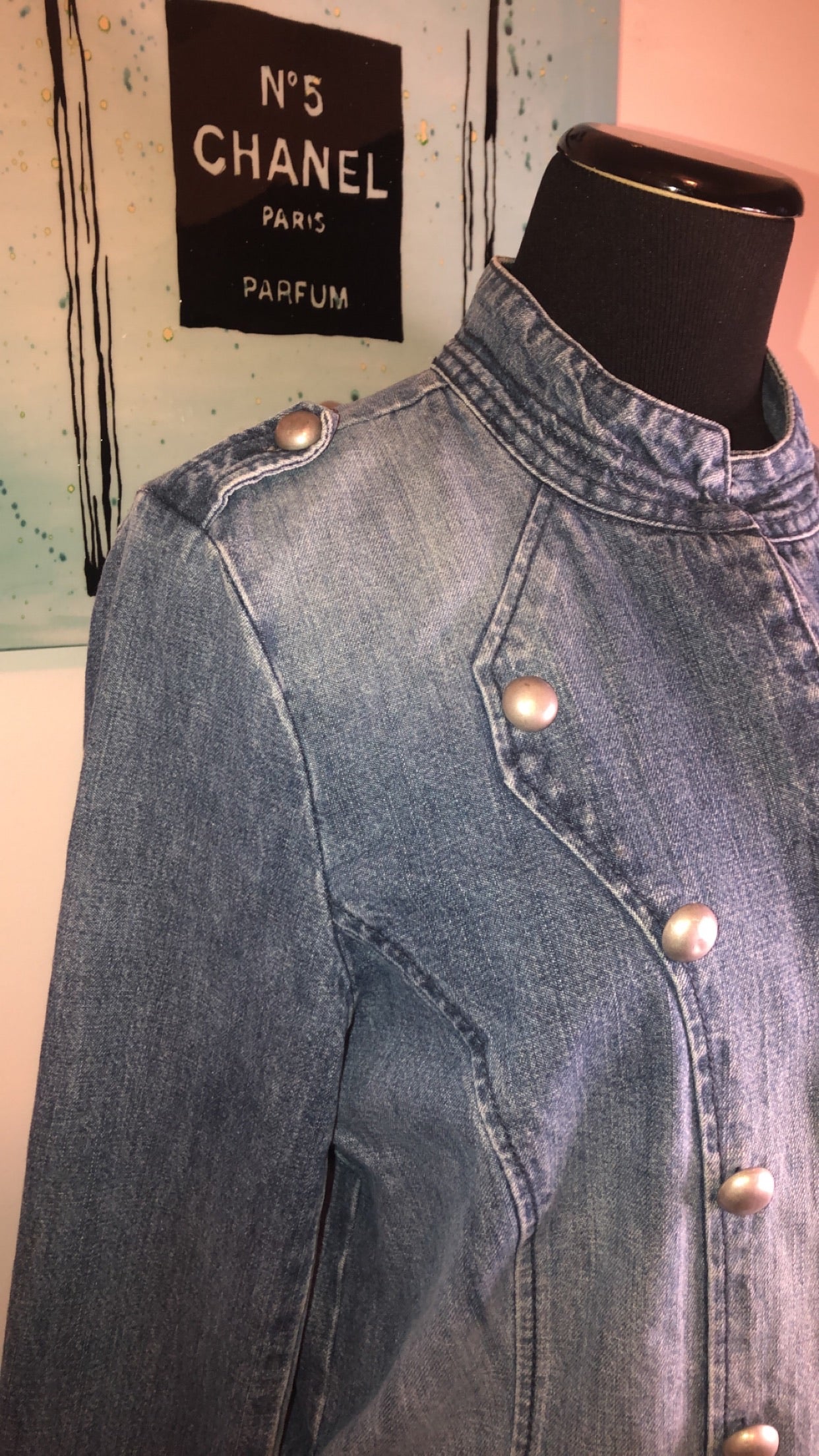 Military Band Style Denim Jacket